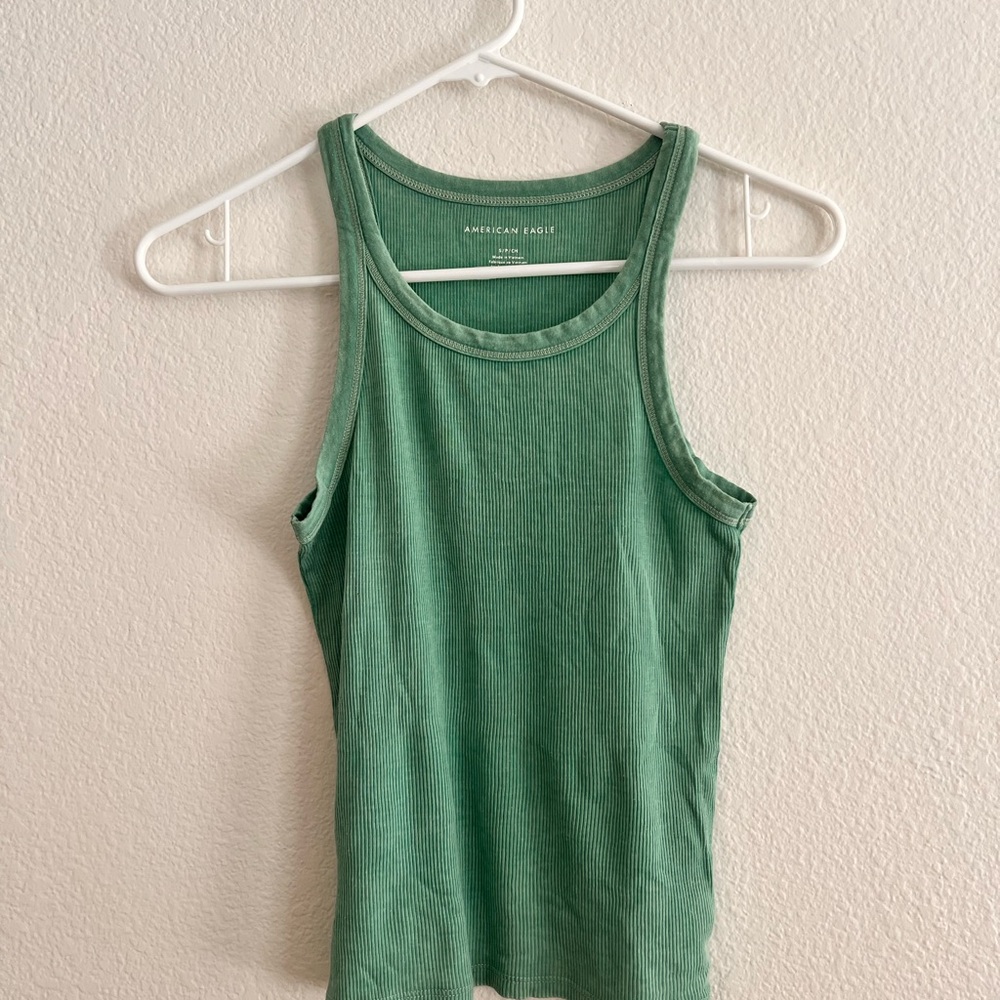 American Eagle Outfitters Green Fitted Tank Top